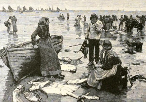 《在康沃尔的海滩卖鱼》（A Fish Sale on A Cornish Beach）。 