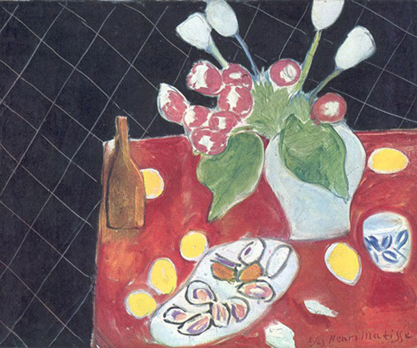 ▼TULIPS AND SHELLFISH ON A DARK BACKGROUND 1943